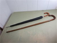 Vintage Wood Cane and Wood Cane/Umbrella