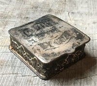 Antique Homan Silverplate Stamp Box - ENGRAVED.