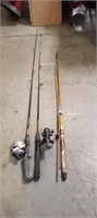 3 Fishing Rods, 2 Reels.