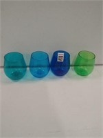 4 PCS ASSORTED COLOR PLASTIC GLASSES