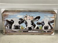 3 cows framed artwork 48x24 in
