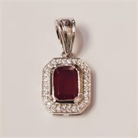 $120 Rhodium Plated St.Silver Ruby(1.6ct) Pendant