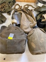 US military gas mask pouches, canteens