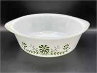 2 QT Glasbake Green Daisy