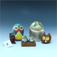 Mid Century Napier metal owl piggy bank and Bola R