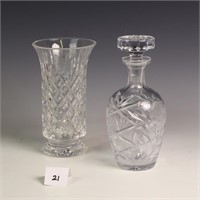 Crystal vase and a decanter