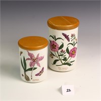 Two Portmerion jars with wooden lids