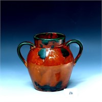 Vintage redware double handled crock