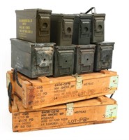 US ARMY AMMO CAN & ORDNANCE WOODEN CRATE LOT OF 10