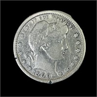 1900 Silver Barber head Quarter