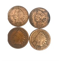 4 1800s Indian Head Pennies