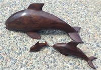 3 - Piece Carved Wood Dolphin Set