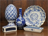 Blue & White Asian Influence Decor Grouping