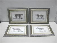 Four 13"x 16" Assorted Animal Prints See Info