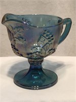 Indiana Glass "Grape/Leaves" Blue Glass Creamer