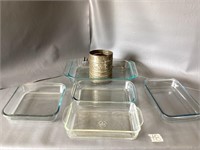 Pyrex cake pans and sifter