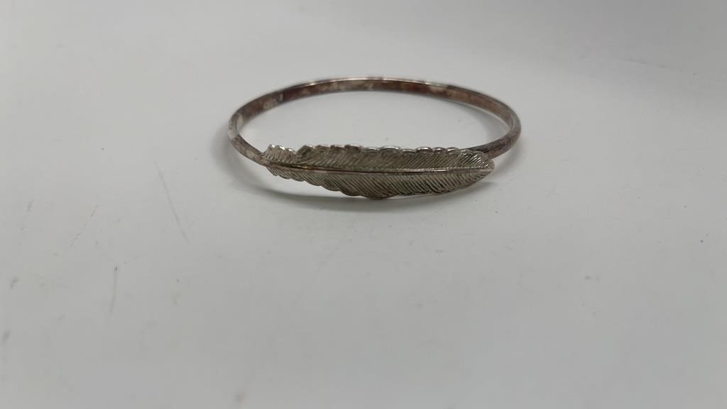 .925 Silver Feather Cuff Bracelet