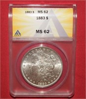 1883 Morgan Silver Dollar   MS62  ANACS