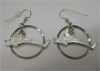 Sterling Silver Aircraft Earrings w/ Gold Hoops