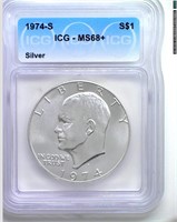 1974-S Silver Ike ICG MS68+ LISTS $1050