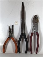 3 Tools 11" Needle Nose Pliers,Pliers,Curved Nose