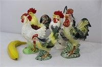 Vintage Tilso & Japanese Ceramic Roosters & Hens
