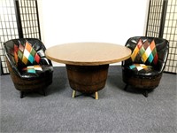 Brothers Furniture Whiskey Barrel Table & 2 Chairs