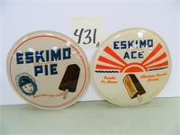 (2) Plastic Eskimo Ice Cream Advertising Disks