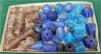 Lot of mixed beads blues and browns