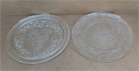 2 Christmas Themed Glass Serving Platters