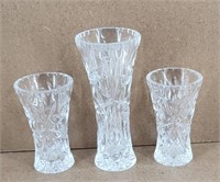 3pc Lead Crystal Bud Vases