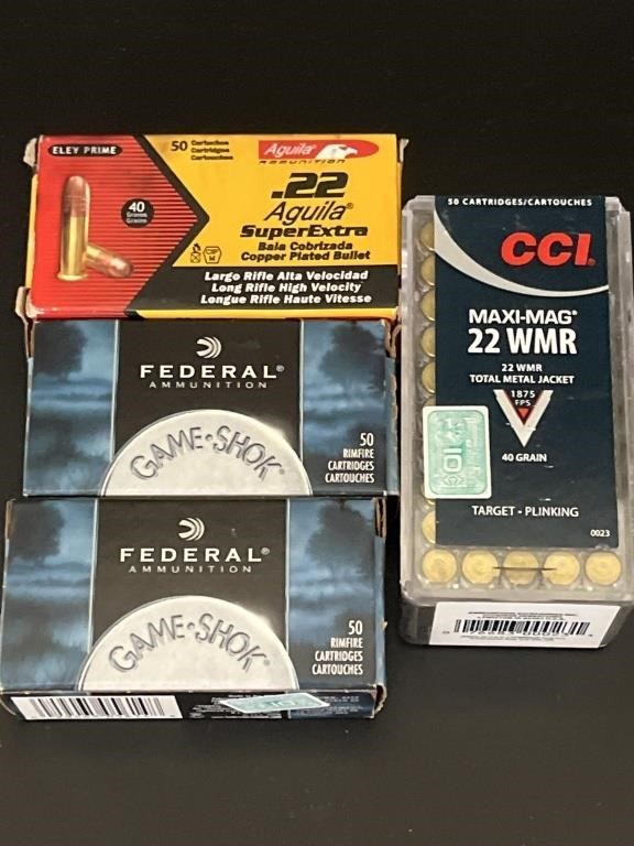 (4) Boxes .22 Ammo - Aguila, CCI, Federal