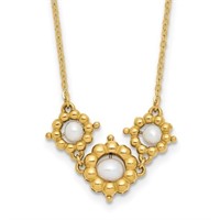 14k Polished Freshwater Pearl Flower Necklace
