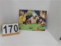 Pool Table Dogs 12" X 16" Metal