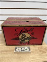 Vintage Schell Bock beer advertising cases with