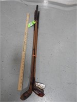 Set of antique wood handle golf clubs