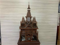 VICTORIAN STYLE MAHOGANY CARVED BIRD CAGE