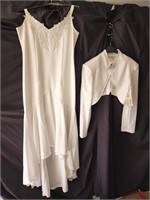 Strap Wedding dress w/ sleeved short jacket. Size