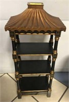 PAGODA STYLE LACQUER AND GILT LEATHER LOOK CURIO