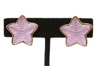 Lalique Gold Plated Pink Crystal Starfish Earrings