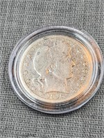 1916-D Barber Quarter in hard case, ungraded