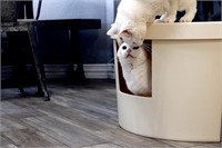 Modern Cat Litter Box  Corner Kitty  Cream