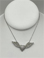 Joseph Esposito Sterling & CZ Angel Wing Necklace