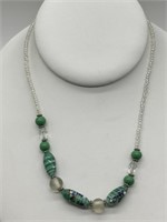 Sterling Italian Millefiori Art Glass Necklace