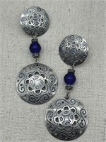 Sterling Silver Reticulated Cobalt Bead Earrings