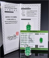 A Jadeite Leaf Shape Pendant with Certificate