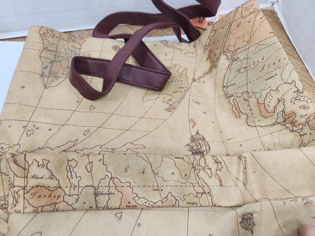 Faux Leather World Atlas Bag