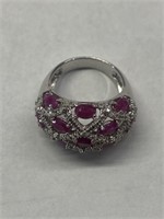 Ross Simons Ruby Sterling Silver Ring Size 6 3/4"