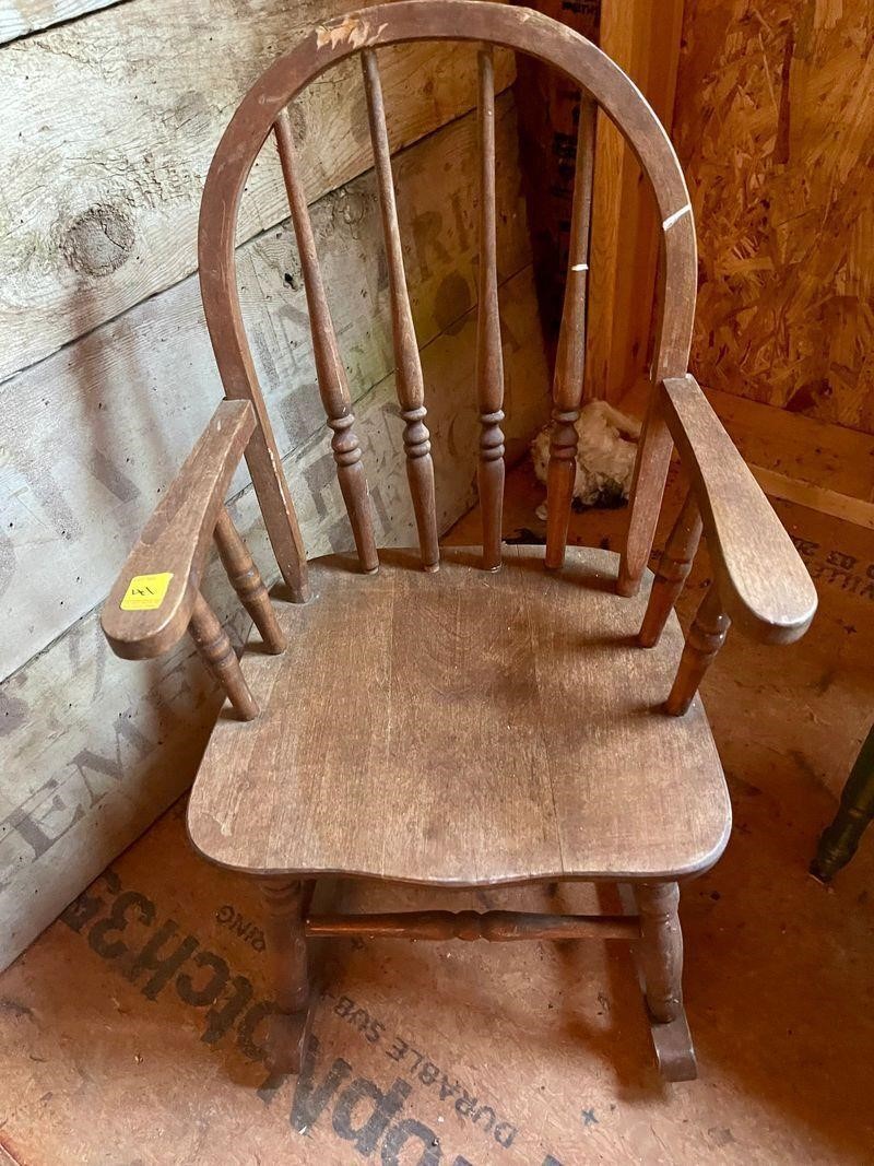 Wooden childs rocking chair antique