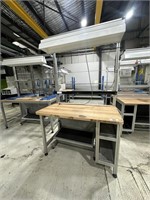 Timber Top Work Bench with Overhead Lighting